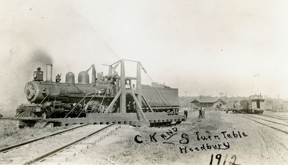 CK&S Locomotive on turntable at Woodbury